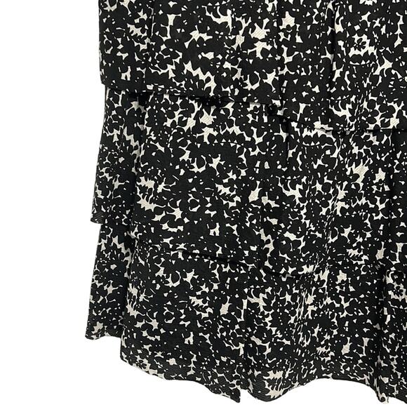 J. Crew Layered Printed Floral Silk Black and White Top Size 4 - Picture 3 of 6